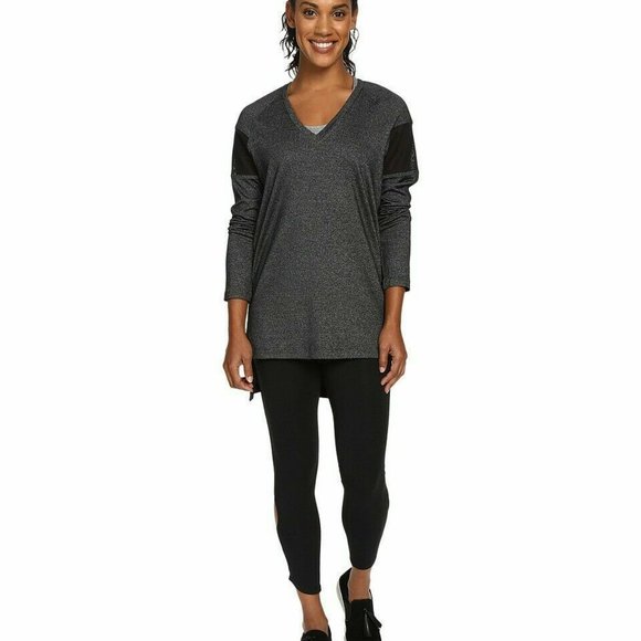 New Lole Gray Long Sleeve Hi Low Hem Lace Top - Picture 10 of 10